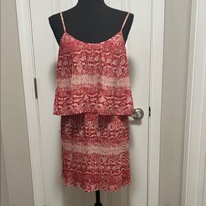 Parker | Red  and White Patterned Sleeveless Dress | S